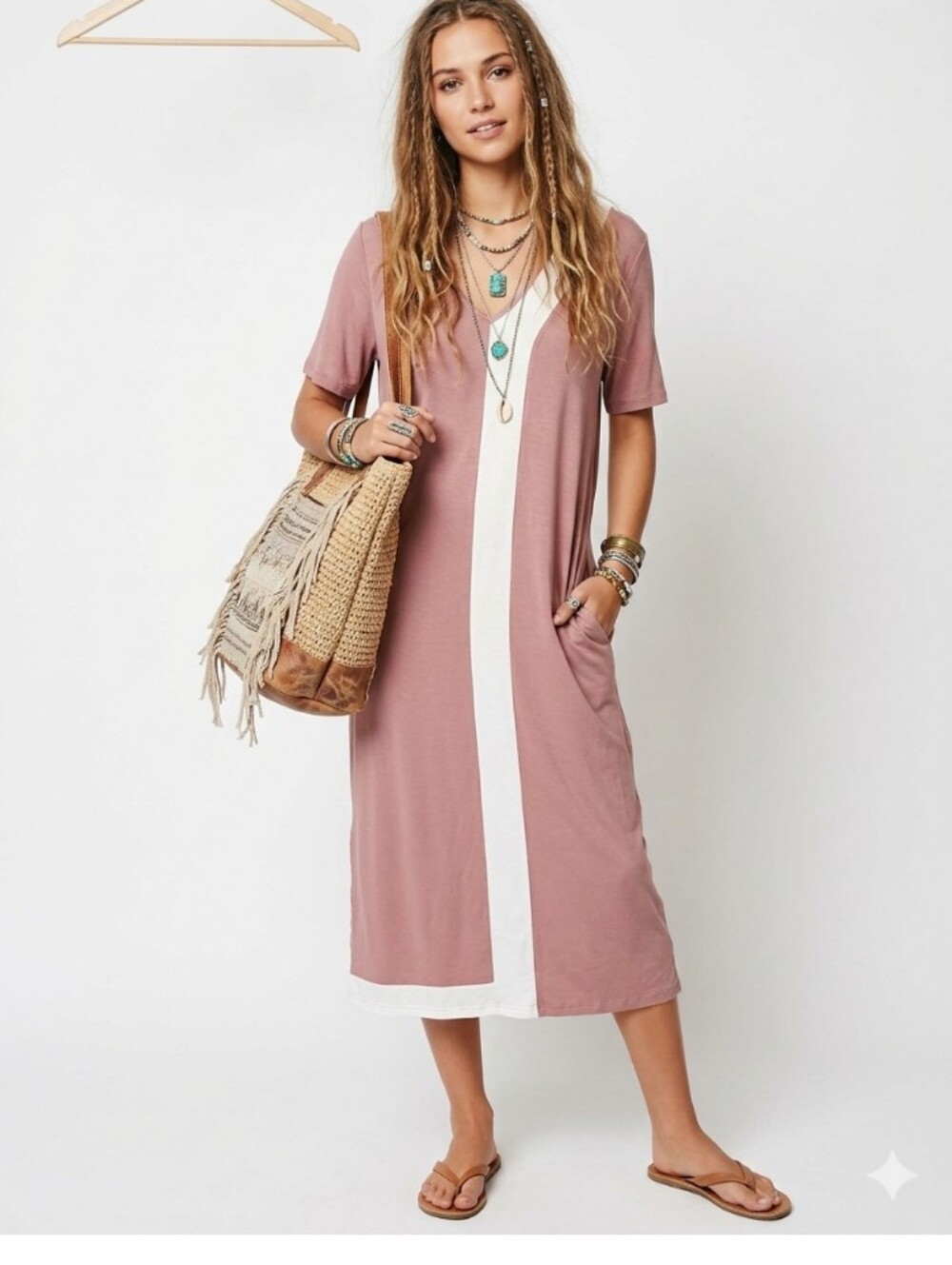 NATIVE YOUTH Soft Modal Blend Colorblock Dress